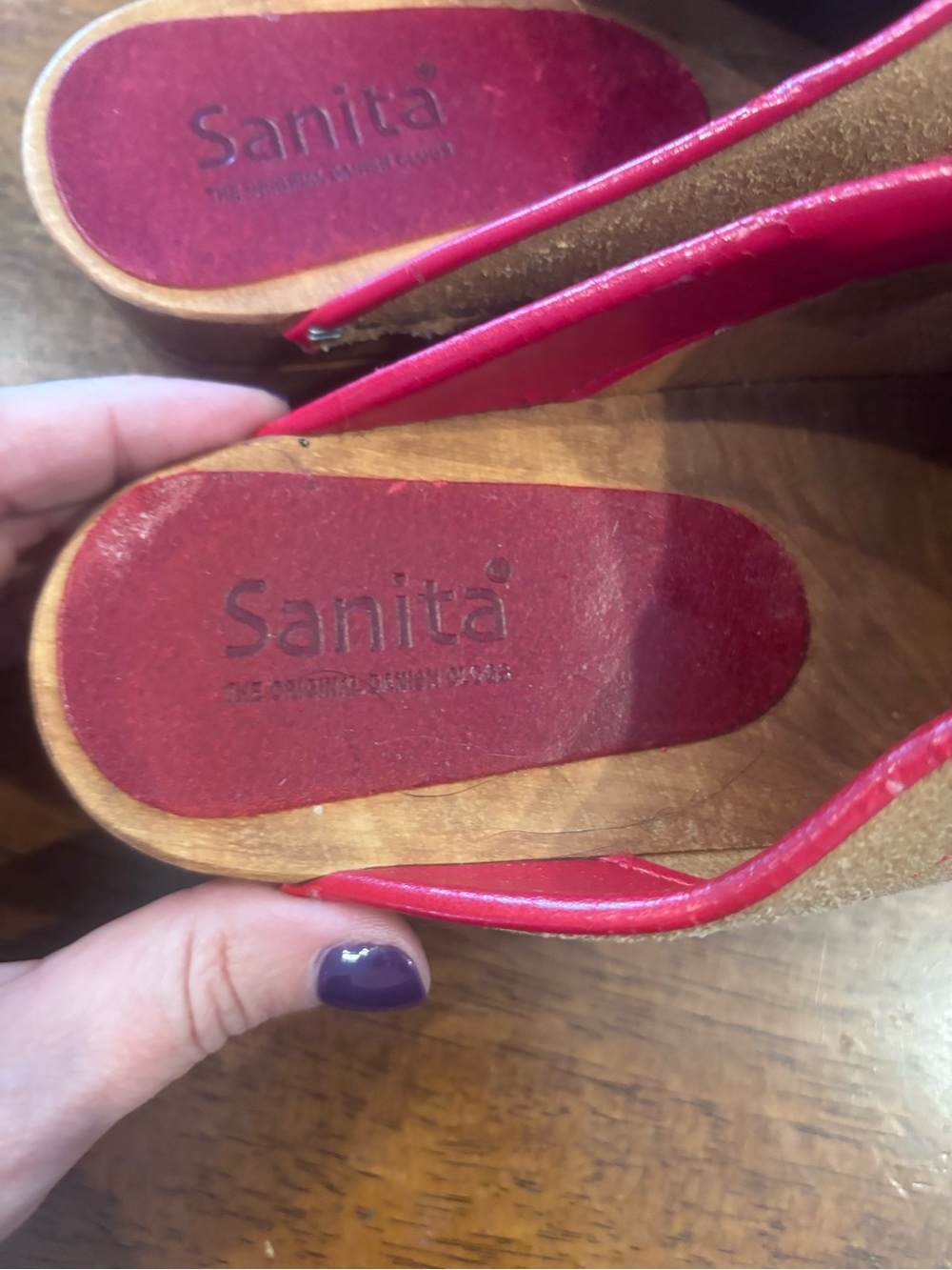 Sanita Beige Leather Slip-On Clogs  Pink Floral Embroidery Boho Aesthetic - Picture 8 of 10